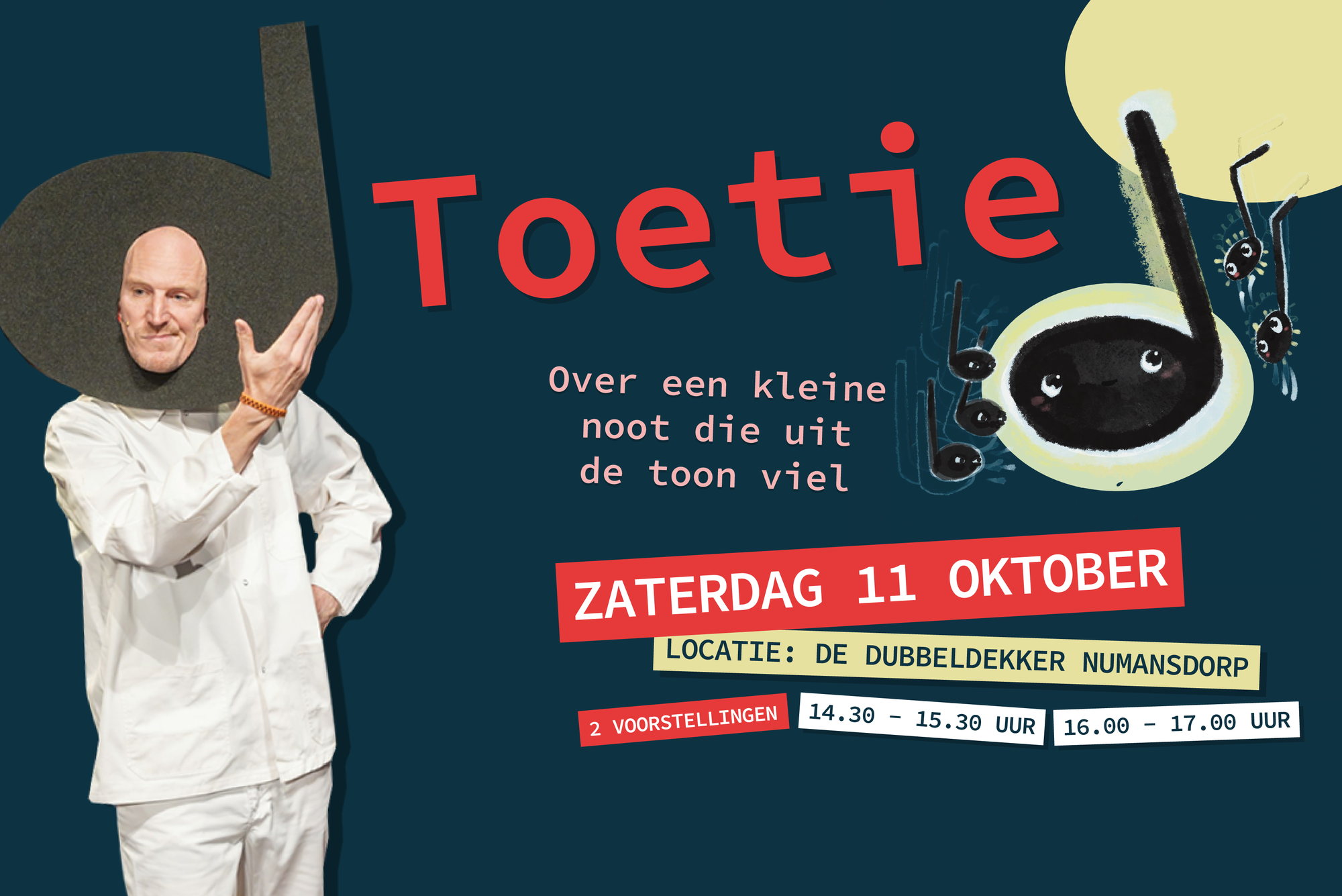 Gratis muziektheatervoorstelling Toetie - Over een kleine noot  die uit de toon viel